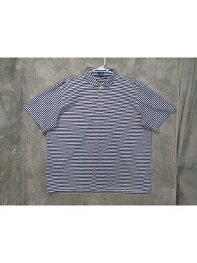 Stitch Golf Shirt Mens 2XL Blue Striped Polo Performance Short Sleeve Pullover